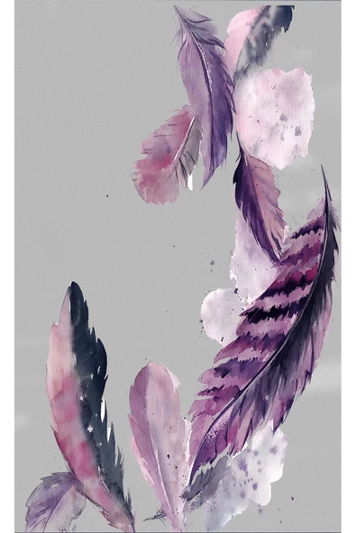 Harikabirev HARİKABİREV|GRİ-MOR SOYUT TÜY KOMBİN SETİ |ÇERÇEVELİ CAM TABLO  3LÜ DİKEY - Resim 4