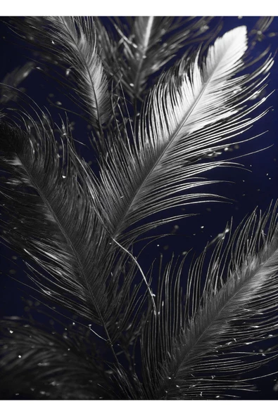 Harikabirev HARİKABİREV|LACİVERT-GÜMÜŞ YAPRAKLI KOMBİNİ|ÇERÇEVELİ CAM TABLO  3LÜ DİKEY - Resim 2