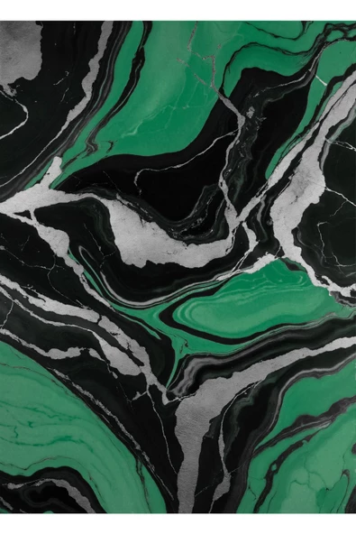 Harikabirev HARİKABİREV|YEŞİL-GRİ SOYUT YAPRAKLI GÜL KOMBİNİ|ÇERÇEVELİ CAM TABLO  3LÜ DİKEY - Resim 4