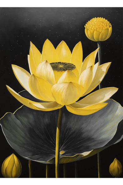 Harikabirev HARİKABİREV|SARI-SİYAH AĞAÇ ÇİÇEK KOMBİNİ I|ÇERÇEVELİ CAM TABLO  3LÜ DİKEY - Resim 4