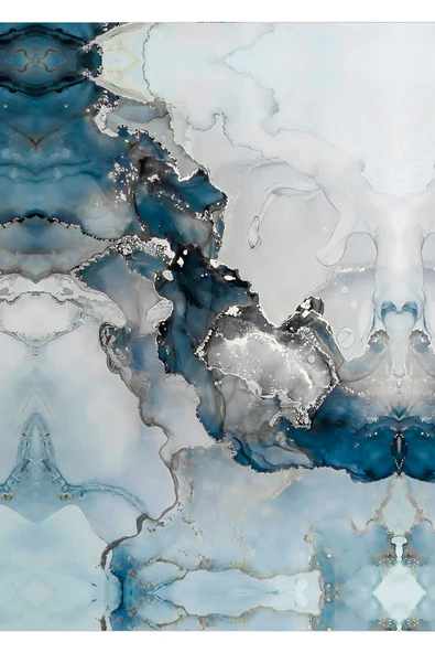 Harikabirev HARİKABİREV|GRİ-LACİVERT SOYUT TÜY KOMBİNİ |ÇERÇEVELİ CAM TABLO  3LÜ DİKEY - Resim 4