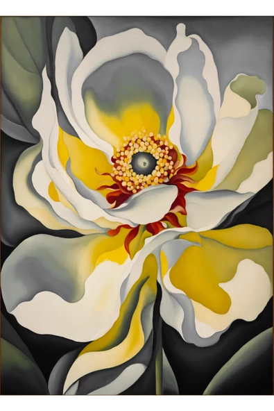 Harikabirev HARİKABİREV|SARI-GRİ ÇİÇEK KOMBİNİ II |ÇERÇEVELİ CAM TABLO  3LÜ DİKEY - Resim 3