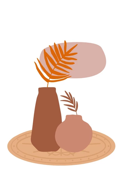 Harikabirev HARİKABİREV|KAHVERENGİ TONLU BOHEM YAPRAKLI SETİ 03 |ÇERÇEVELİ CAM TABLO 3LÜ DİKEY - Resim 3