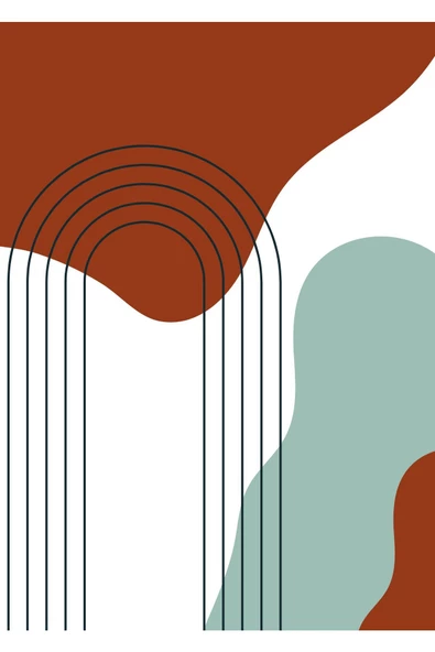 Harikabirev HARİKABİREV|KAHVERENGİ-TURKUAZ BOHEM YAPRAK SETİ |ÇERÇEVELİ CAM TABLO 3LÜ DİKEY - Resim 4