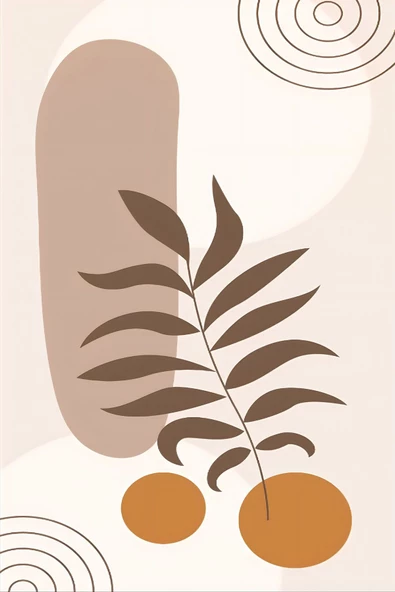 Harikabirev HARİKABİREV|KREM-KAHVE BOHEM SOYUT SETİ |ÇERÇEVELİ CAM TABLO 3LÜ DİKEY - Resim 5