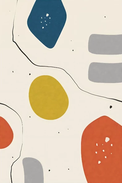 Harikabirev HARİKABİREV|MAVİ-KREM-TURUNCU SOYUT BOHEM SETİ |ÇERÇEVELİ CAM TABLO 3LÜ DİKEY - Resim 6