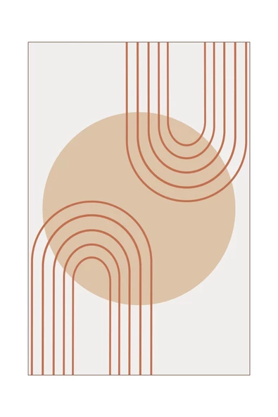 Harikabirev HARİKABİREV|KAHVERENGİ-KREM BOHEM SOYUT SETİ 4 |ÇERÇEVELİ CAM TABLO 3LÜ DİKEY - Resim 5