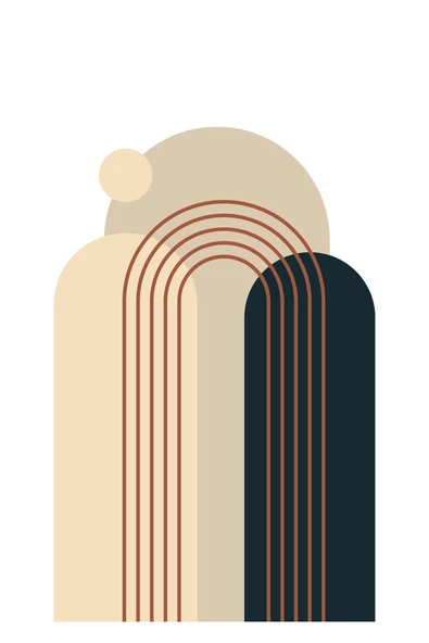 Harikabirev HARİKABİREV|KREM-KAHVE BOHEM SOYUT SETİ |ÇERÇEVELİ CAM TABLO 3LÜ DİKEY - Resim 3