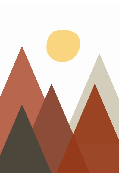 Harikabirev HARİKABİREV|KAHVERENGİ-GRİ DAĞ MANZARA BOHEM SETİ |ÇERÇEVELİ CAM TABLO 3LÜ DİKEY - Resim 3