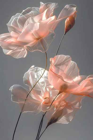 Harikabirev HARİKABİREV|ÖZEL SOFT ÇİÇEK KOMBİNİ ANTRASİT GRİ 1|ÇERÇEVELİ CAM TABLO 2Lİ DİKEY - 2