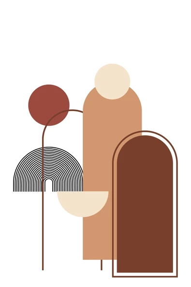 Harikabirev HARİKABİREV|KREM-BEYAZ-KAHVE SOYUT BOHEM SETİ |ÇERÇEVELİ CAM TABLO 3LÜ DİKEY - Resim 4