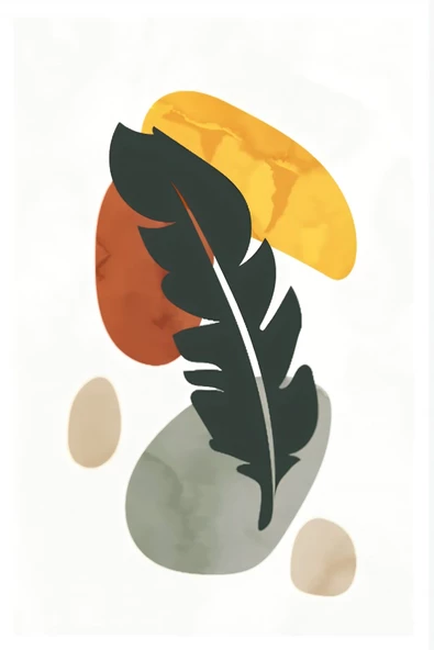 Harikabirev HARİKABİREV| MİNİMALİST YAPRAKLI BOHEM KOMBİNİ II |ÇERÇEVELİ CAM TABLO 3LÜ DİKEY - Resim 3