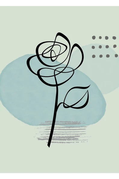 Harikabirev HARİKABİREV|YEŞİL TONLAR MİNİMALİST GÜL ÇİZİMLİ SET|ÇERÇEVELİ CAM TABLO 3LÜ DİKEY - Resim 4