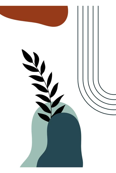 Harikabirev HARİKABİREV|KAHVERENGİ-TURKUAZ BOHEM YAPRAK SETİ |ÇERÇEVELİ CAM TABLO 3LÜ DİKEY - Resim 5