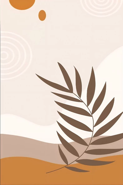 Harikabirev HARİKABİREV|KREM-KAHVE BOHEM SOYUT SETİ |ÇERÇEVELİ CAM TABLO 3LÜ DİKEY - Resim 4