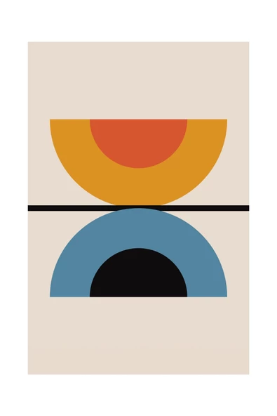 Harikabirev HARİKABİREV|TURUNCU-MAVİ MİNİMALİST SOYUT KOMBİNİ 012 |ÇERÇEVELİ CAM TABLO 3LÜ DİKEY - Resim 4