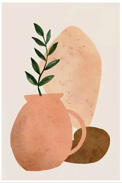 Harikabirev HARİKABİREV|KAHVERENGİ-TURUNCU BOHEM MİNİMALİST SETİ 2 |ÇERÇEVELİ CAM TABLO 3LÜ DİKEY - Resim 2