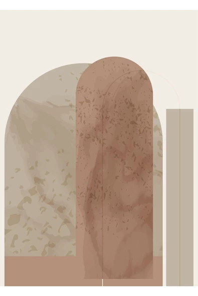 Harikabirev HARİKABİREV|SOFT KAHVE TONLAR BOHEM SOYUT KOMBİNİ 0015|ÇERÇEVELİ CAM TABLO 3LÜ DİKEY - Resim 3