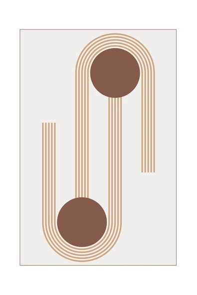 Harikabirev HARİKABİREV|KAHVERENGİ-KREM BOHEM SOYUT SETİ 4 |ÇERÇEVELİ CAM TABLO 3LÜ DİKEY - Resim 4