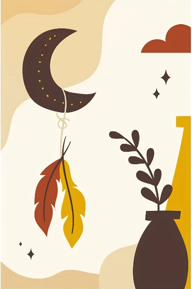 Harikabirev HARİKABİREV|SARI-KREM BOHEM YAPRAKLI SETİ |ÇERÇEVELİ CAM TABLO 3LÜ DİKEY - Resim 2