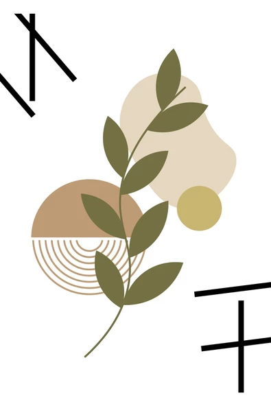 Harikabirev HARİKABİREV|KREM-YEŞİL SOFT YAPRAKLI BOHEM SETİ |ÇERÇEVELİ CAM TABLO 3LÜ DİKEY - 3