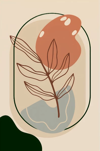 Harikabirev HARİKABİREV|KREM TONLAR ÇİÇEKLİ MİNİMALİST BOHEM SETİ |ÇERÇEVELİ CAM TABLO 3LÜ DİKEY - Resim 3