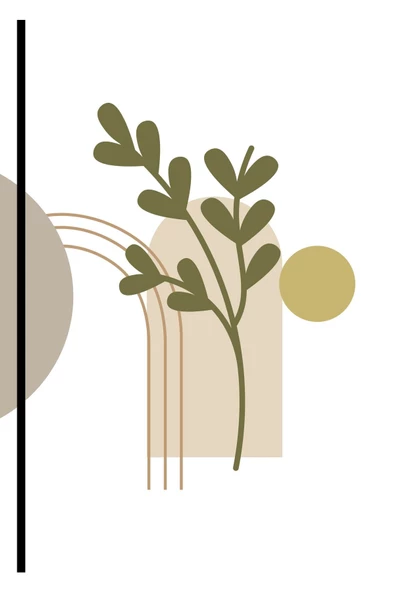 Harikabirev HARİKABİREV|KREM-YEŞİL SOFT YAPRAKLI BOHEM SETİ |ÇERÇEVELİ CAM TABLO 3LÜ DİKEY - 2