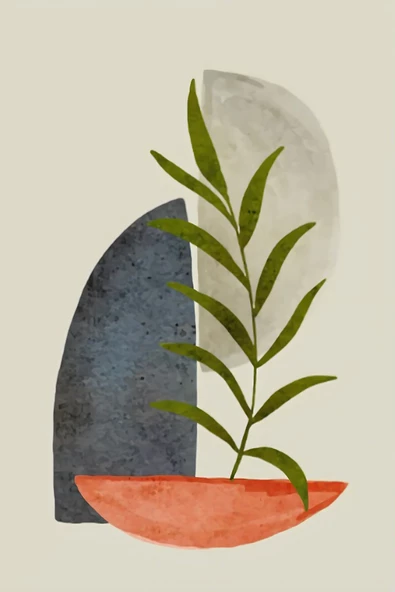 Harikabirev HARİKABİREV|GRİ-MAVİ-PEMBE SOFT BOHEM YAPRAKLI SETİ |ÇERÇEVELİ CAM TABLO 3LÜ DİKEY - Resim 4