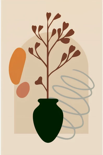 Harikabirev HARİKABİREV|KREM TONLAR ÇİÇEKLİ MİNİMALİST BOHEM SETİ |ÇERÇEVELİ CAM TABLO 3LÜ DİKEY - Resim 2