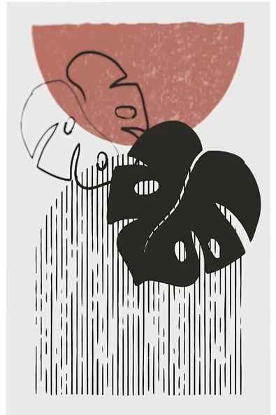 Harikabirev HARİKABİREV|SOFT RENKLER MİNİMALİST YAPRAKLI BOHEM KOMBİNİ|ÇERÇEVELİ CAM TABLO 3LÜ DİKEY - Resim 2