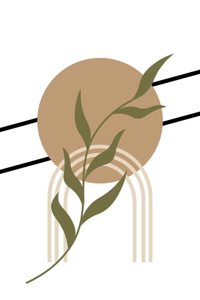 Harikabirev HARİKABİREV|KREM-YEŞİL SOFT YAPRAKLI BOHEM SETİ |ÇERÇEVELİ CAM TABLO 3LÜ DİKEY - 4