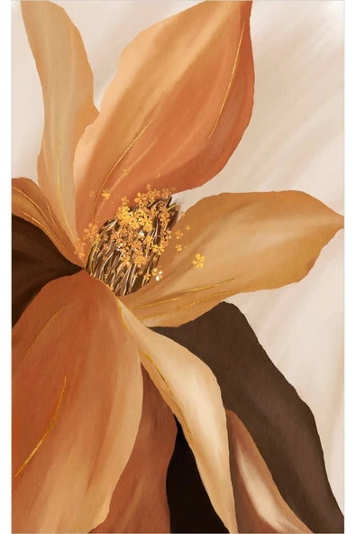 Harikabirev HARİKABİREV|TURUNCU-KREM SOFT RENK ÇİÇEK YAPRAK SETİ 3 |ÇERÇEVELİ CAM TABLO 3LÜ DİKEY - Resim 4