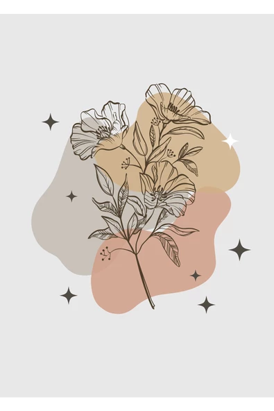 Harikabirev HARİKABİREV|GRİ-KAHVE MİNİMALİST ÇİÇEK SETİ |ÇERÇEVELİ CAM TABLO 3LÜ DİKEY - Resim 4