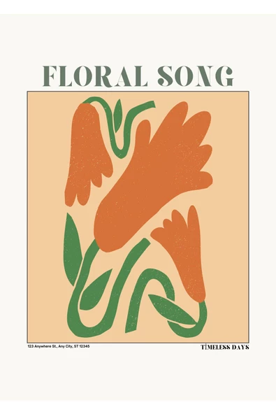 Harikabirev HARİKABİREV|TURUNCU TONLAR ÇİÇEKLİ MİNİMALİST BOHEM SETİ |ÇERÇEVELİ CAM TABLO 3LÜ DİKEY - Resim 3