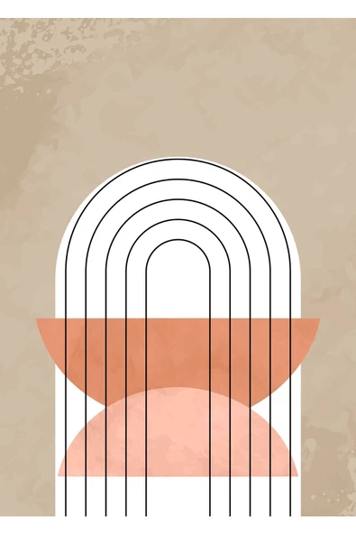 Harikabirev HARİKABİREV|KİREMİT-KREM-BEYAZ RENK BOHEM SET 37 MİNİMALİST |ÇERÇEVELİ CAM TABLO 3LÜ DİKEY - Resim 2