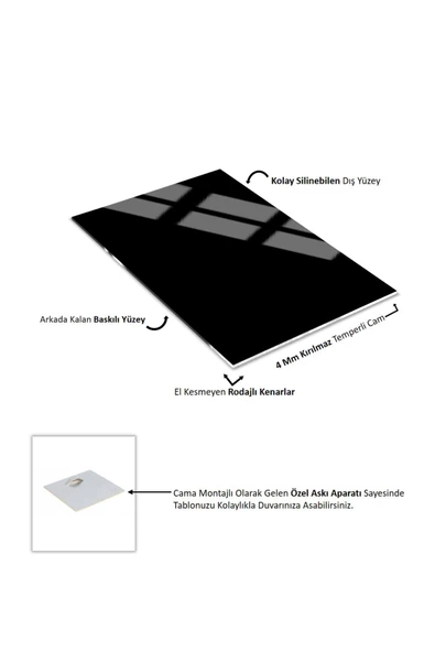 Harikabirev HARİKABİREV|SOFT RENKLER MİNİMALİST YAPRAK-AY MANZARA KOMBİNİ|ÇERÇEVELİ CAM TABLO 3LÜ DİKEY - Resim 6