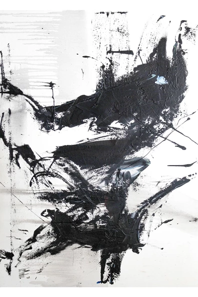 Harikabirev HARİKABİREV|SİYAH BEYAZ RENK SEVİLEN SOYUT DALGA SETİ |ÇERÇEVELİ CAM TABLO 3LÜ DİKEY - Resim 3