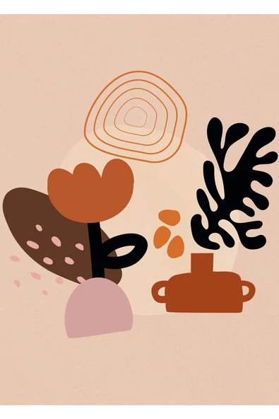 Harikabirev HARİKABİREV|TURUNCU-KREM MİNİMALİST BOHEM SETİ |ÇERÇEVELİ CAM TABLO 3LÜ DİKEY - Resim 3