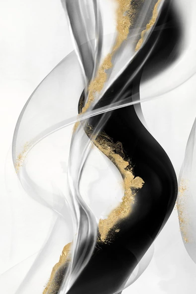 Harikabirev HARİKABİREV|SİYAH-GOLD RENK SOYUT DESEN SETİ|ÇERÇEVELİ CAM TABLO 3LÜ DİKEY - Resim 4