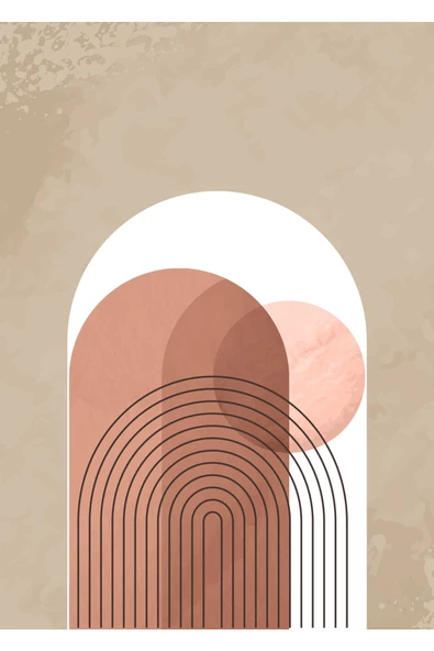 Harikabirev HARİKABİREV|KİREMİT-KREM-BEYAZ RENK BOHEM SET 37 MİNİMALİST |ÇERÇEVELİ CAM TABLO 3LÜ DİKEY - Resim 3