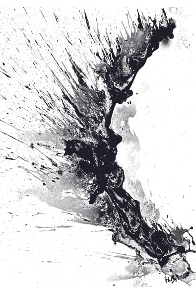 Harikabirev HARİKABİREV|SİYAH BEYAZ RENK SEVİLEN SOYUT DALGA SETİ |ÇERÇEVELİ CAM TABLO 3LÜ DİKEY - Resim 2