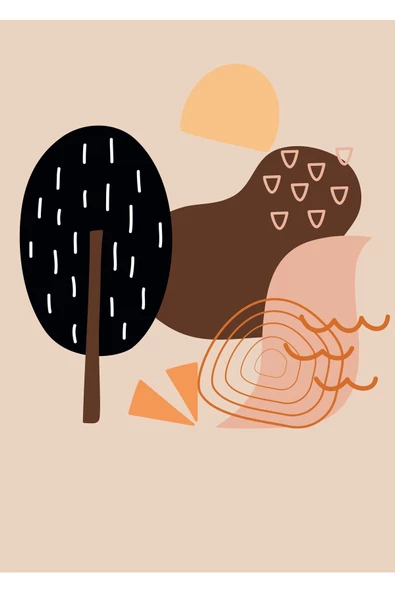 Harikabirev HARİKABİREV|TURUNCU-KREM MİNİMALİST BOHEM SETİ |ÇERÇEVELİ CAM TABLO 3LÜ DİKEY - Resim 4