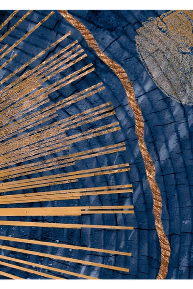 Harikabirev HARİKABİREV|BRONZ-LACİVERT SEVİLEN SOYUT KOMBİNİ 1|ÇERÇEVELİ TEMPERLİ CAM TABLO 3LÜ YATAY - Resim 4