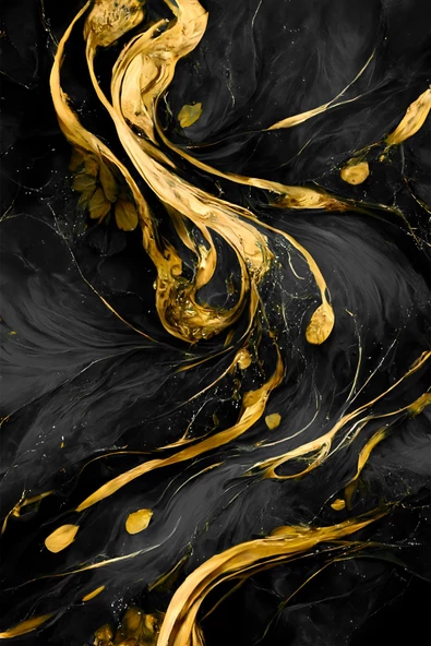 Harikabirev HARİKABİREV|SİYAH -GOLD RENK SOYUT SET 03 |ÇERÇEVELİ CAM TABLO 3LÜ DİKEY - Resim 2