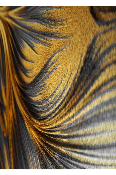 Harikabirev HARİKABİREV|SİYAH-GOLD RENK ZEBRA SOYUT YAPRAK KOMBİNİ|ÇERÇEVELİ TEMPERLİ CAM TABLO 3LÜ YATAY - Resim 4