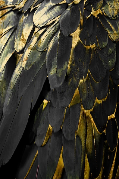 Harikabirev HARİKABİREV|SİYAH -GOLD RENK SOYUT SET 03 |ÇERÇEVELİ CAM TABLO 3LÜ DİKEY - Resim 3