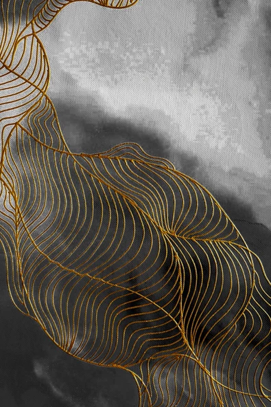 Harikabirev HARİKABİREV|GRİ-SİYAH -GOLD SOFT RENK SOYUT SETİ 04 |ÇERÇEVELİ CAM TABLO 3LÜ DİKEY - Resim 4