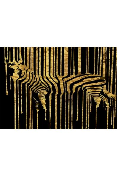 Harikabirev HARİKABİREV|SİYAH-GOLD RENK ZEBRA SOYUT YAPRAK KOMBİNİ|ÇERÇEVELİ TEMPERLİ CAM TABLO 3LÜ YATAY - Resim 3