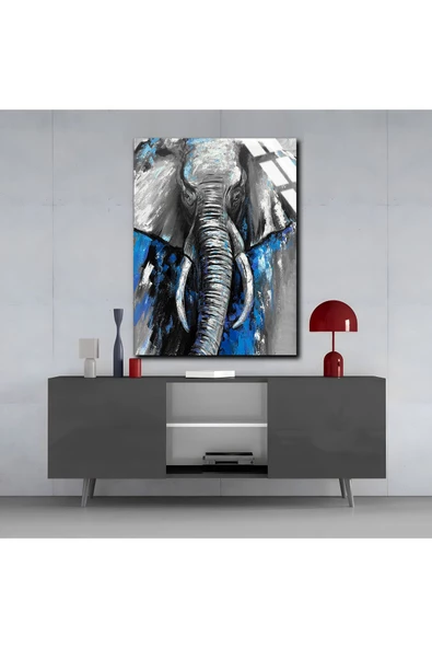 Harikabirev HARİKABİREV|KIRILMAZ CAM (TEMPERLİ) LACİVERT-GRİ FİL TABLOSU 01 |TMTEKLİ - Resim 3