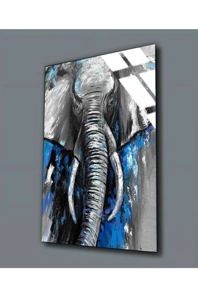 Harikabirev HARİKABİREV|KIRILMAZ CAM (TEMPERLİ) LACİVERT-GRİ FİL TABLOSU 01 |TMTEKLİ ürün görseli